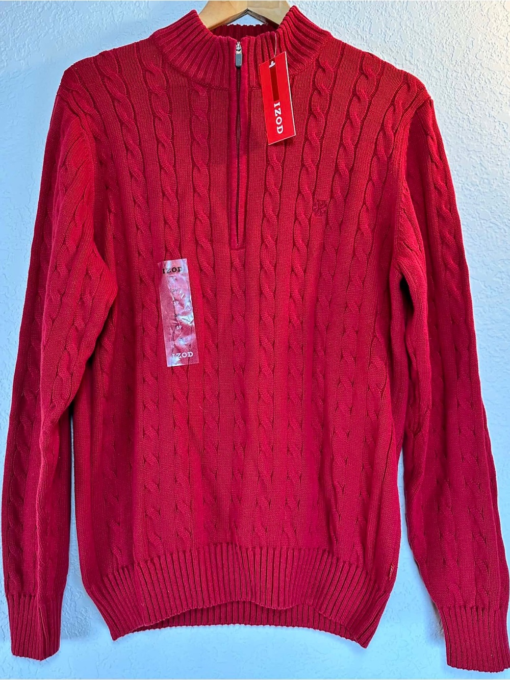 Izod Cable-Knit Quarter Zip Sweater
